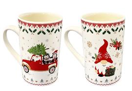 XMAS Tassen 2 fach assortiert  2 Design H 12:cm D:7cm  Material: New Bone China
