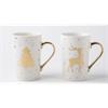 XMAS Tassen 2 fach assortiert  2 Design Hirsch und Tanne  H:12.5cm D:8cm