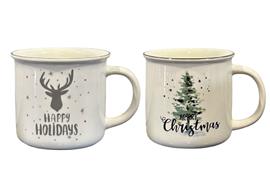 XMAS Tassen 2er assortiert  H:9cm D:8.5cm  Inhalt: 355ml  Material: New Bone China