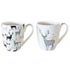 XMAS Tassen Keramik 2-assortiert  2 Design H:11cm D:9cm  Material: New Bone China
