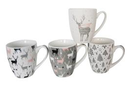 XMAS Tassen Keramik 4-assortiert  4 Design H:11cm D:9cm  Material: Keramik